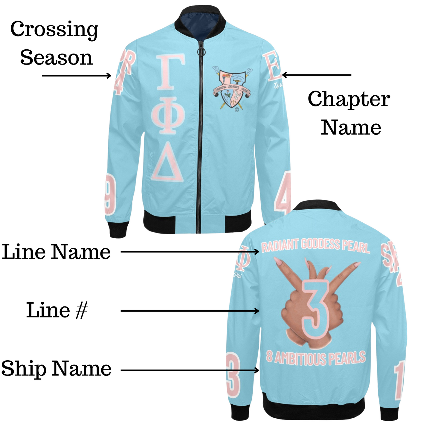 Gamma All Over Print Bomber Jacket Blue