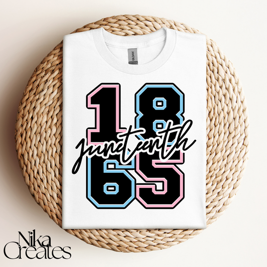 1865 Juneteenth Pink and Blue T-Shirt